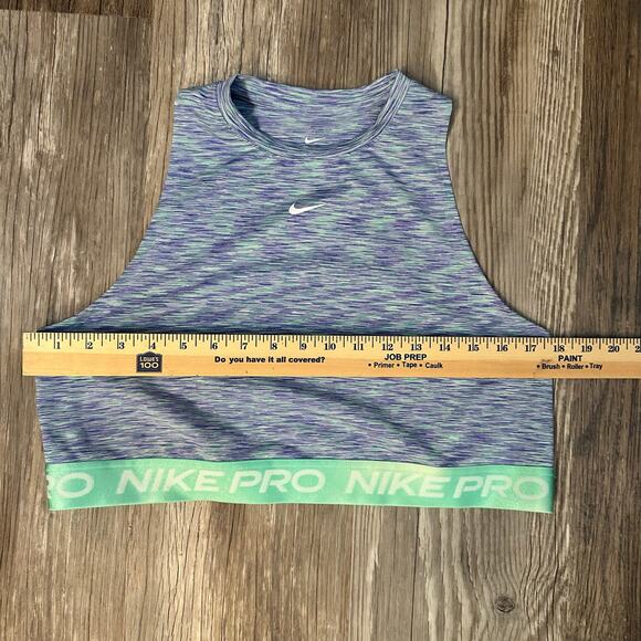 Nike Pro Tank Top Womens XL Purple and Mint Stretch Cropped Yoga Activewear Vest - Picture 4 of 8